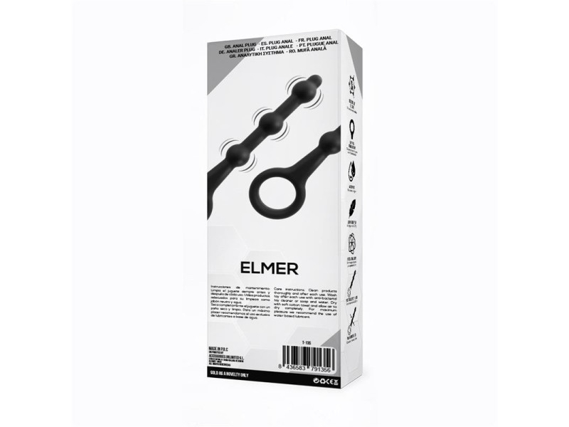 Elmer Plug Anal con Aro de Facil Extraccion Silicona Negro