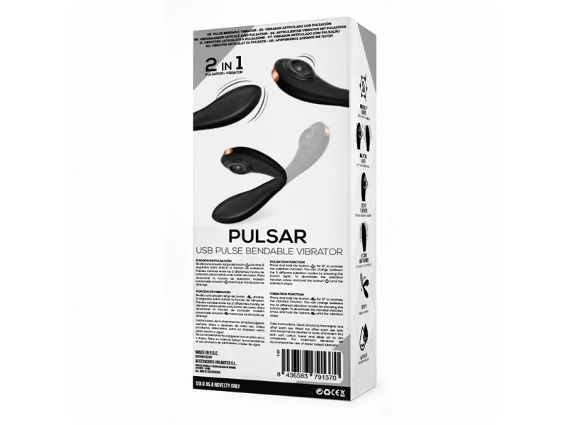 Pulsar Vibrador con Pulsacion y Esqueleto Articulado Silicona USB