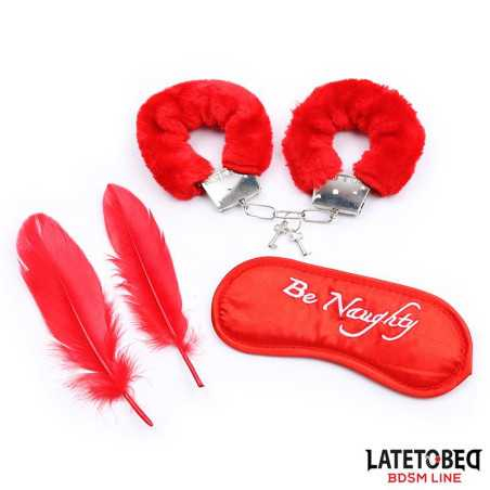 Set de 3 Piezas Antifaz Plumas y Esposas