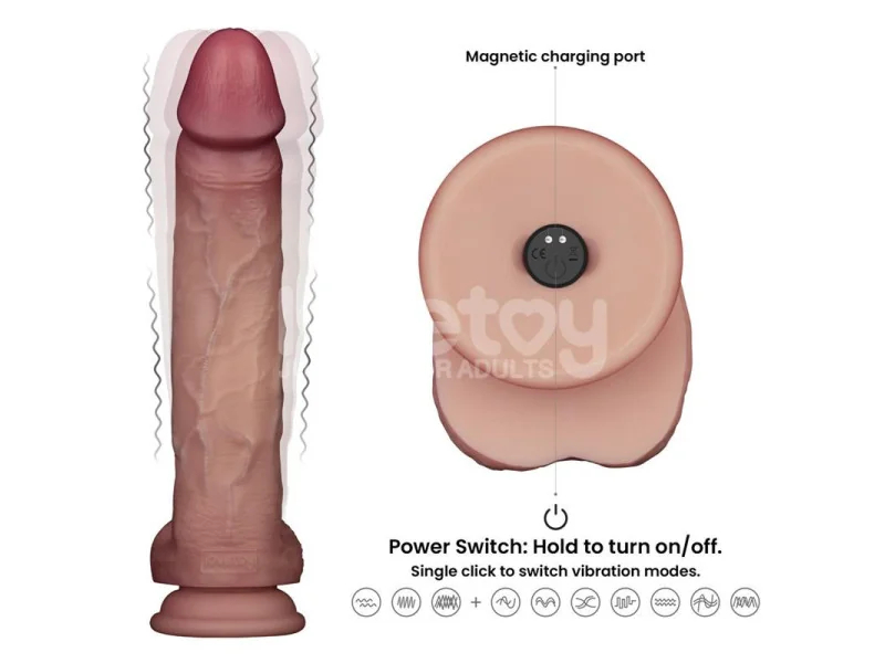 Dildo con Vibracion Piel Deslizante Silicona Dual Layer 10