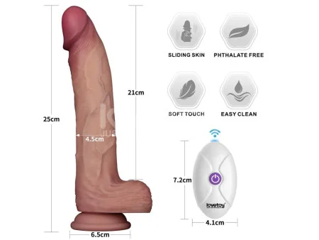 Dildo con Vibracion Piel Deslizante Silicona Dual Layer 10