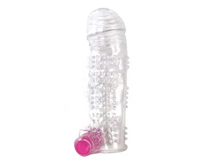 Funda para el Pene Texturizada con Bala Vibradora Transparente