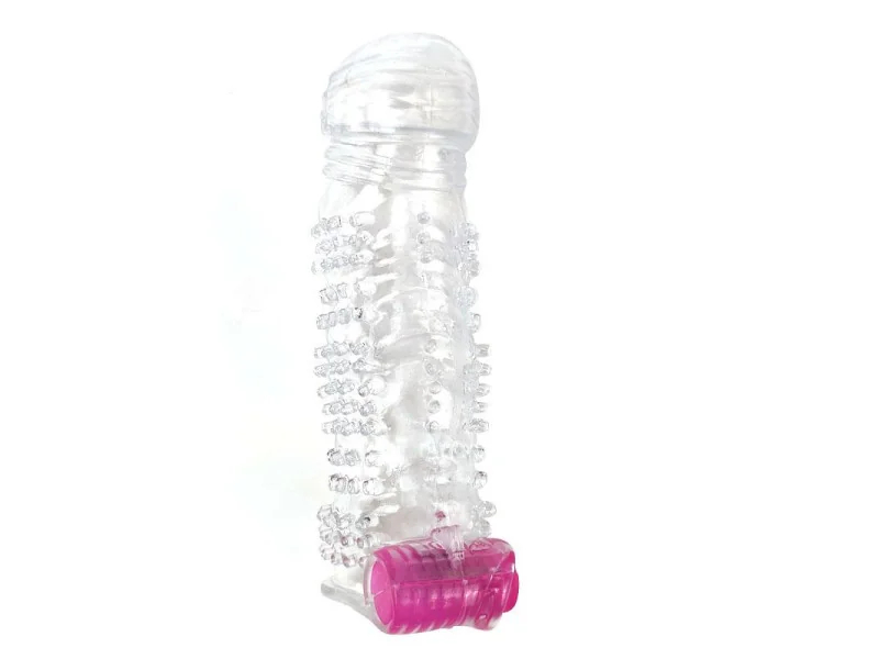 Funda para el Pene Texturizada con Bala Vibradora Transparente