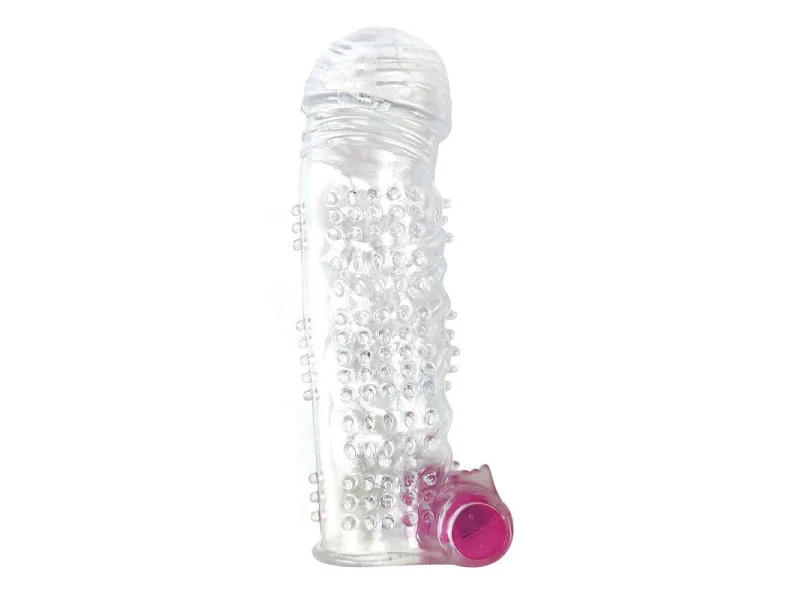 Funda para el Pene Texturizada con Bala Vibradora Transparente