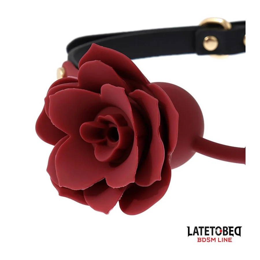 Mordaza Bola Silicona Transpitable Adorno Rosa Ajustable 47 56 cm