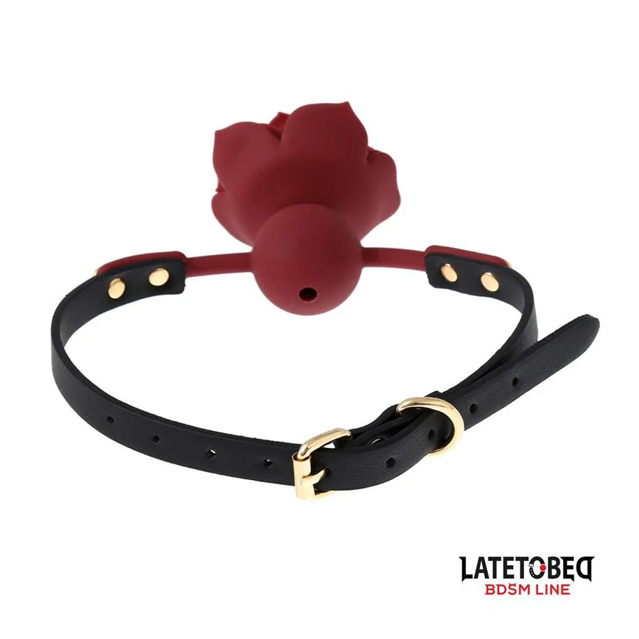 Mordaza Bola Silicona Transpitable Adorno Rosa Ajustable 47 56 cm