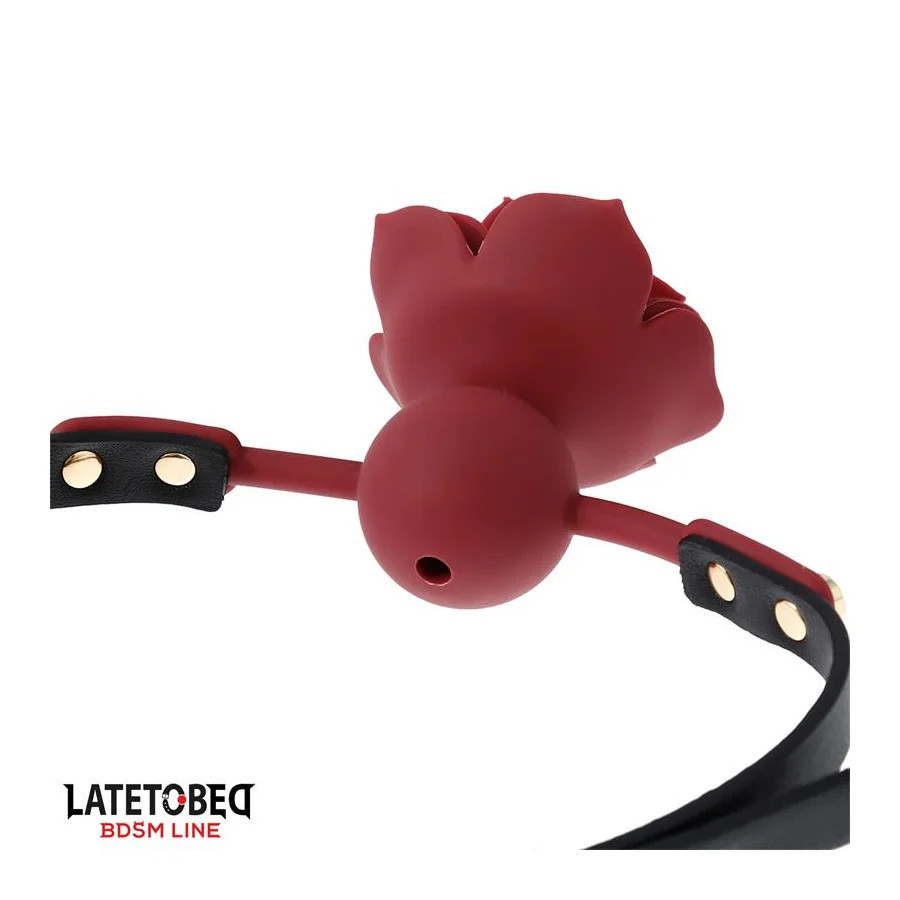 Mordaza Bola Silicona Transpitable Adorno Rosa Ajustable 47 56 cm