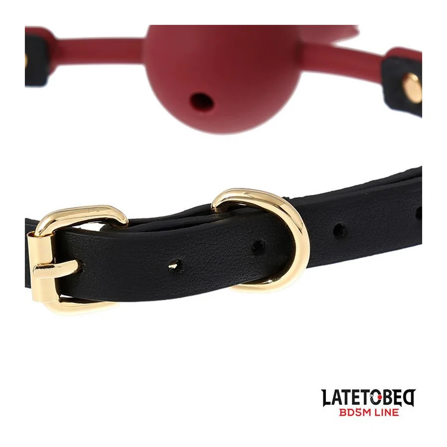 Mordaza Bola Silicona Transpitable Adorno Rosa Ajustable 47 56 cm