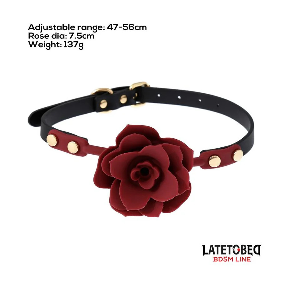 Mordaza Bola Silicona Transpitable Adorno Rosa Ajustable 47 56 cm