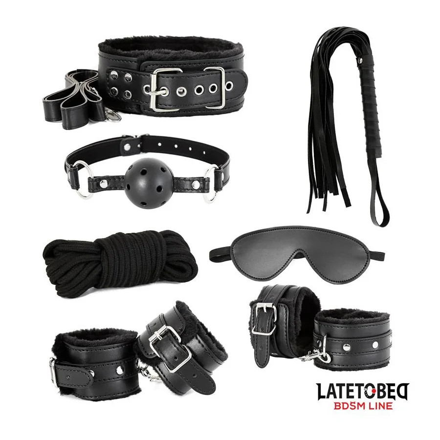 Set de 7 Piezas de Bondage Negro Set de 7 Piezas de Bondage Negro