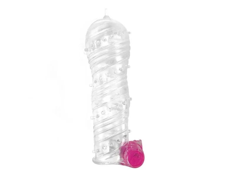 Funda para el Pene Texturizada con Bala Vibradora Transparente
