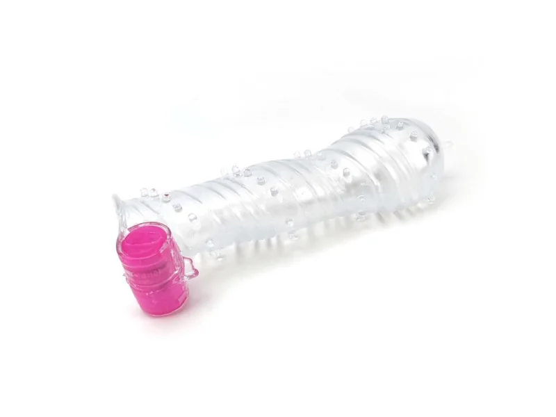 Funda para el Pene Texturizada con Bala Vibradora Transparente