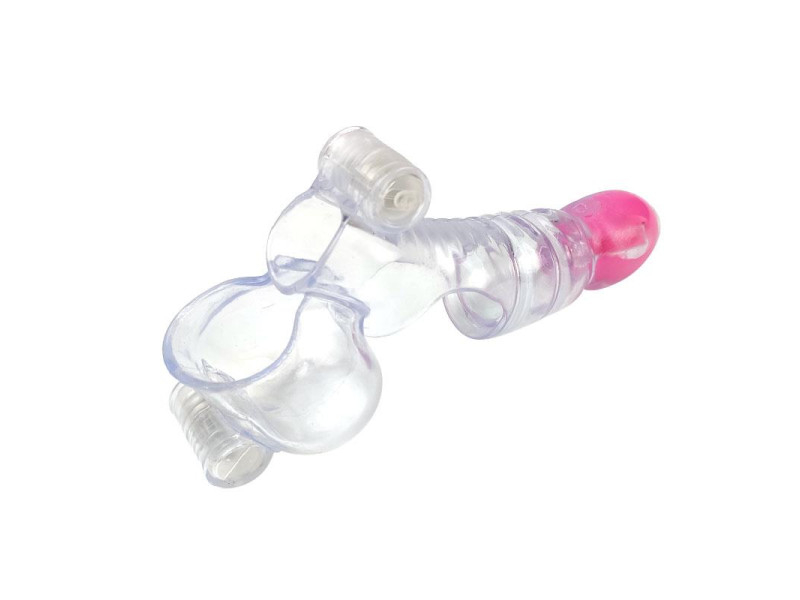 Funda para el Pene y Testiculos 3 Balas Vibradoras Transparente