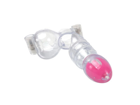 Funda para el Pene y Testiculos 3 Balas Vibradoras Transparente