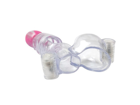 Funda para el Pene y Testiculos 3 Balas Vibradoras Transparente
