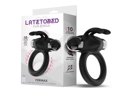 Fermax Anillo Vibrador con Conejito USB Silicona Negro