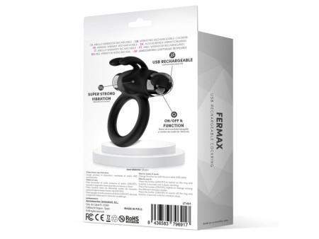 Fermax Anillo Vibrador con Conejito USB Silicona Negro