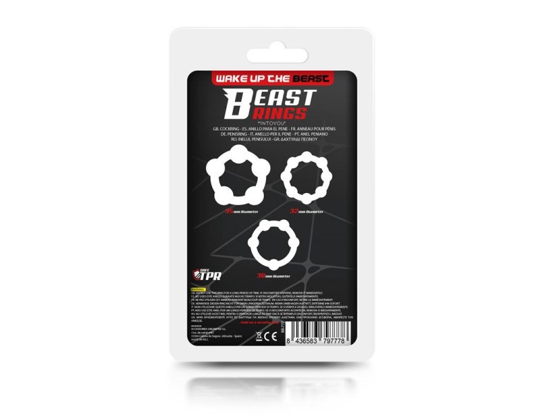 Set 3 Anillos para el Pene Beaded Flexibles Transparente