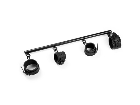 Barra Separadora Rigida Desmontable y 4 Esposas Desmontables Neopreno y Cuero Vegano Barra Separadora Rigida Desmontable y 4 Esposas Desmontables Neopreno y Cuero Vegano