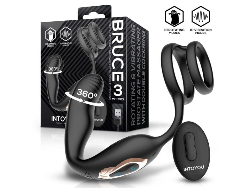 Bruce Masajeador Prostatico 360º y Doble Anillo con Vibracion Bruce Masajeador Prostatico 360º y Doble Anillo con Vibracion
