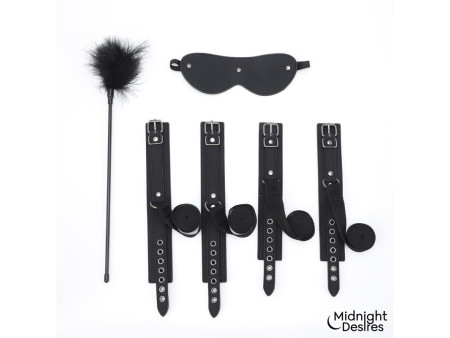 Set Bondage con Esposas Antifaz y Pluma Estimuladora