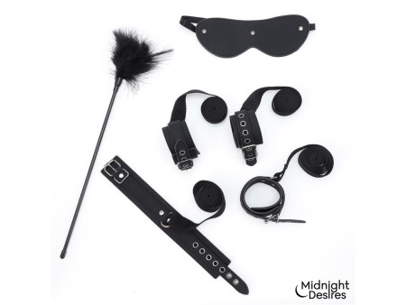Set Bondage con Esposas Antifaz y Pluma Estimuladora