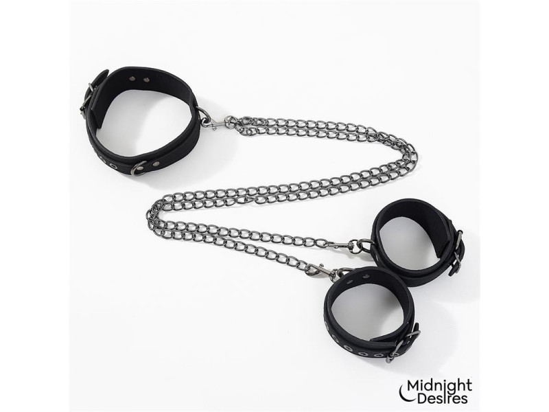 Collar con Esposas para Tobillos con Cadena