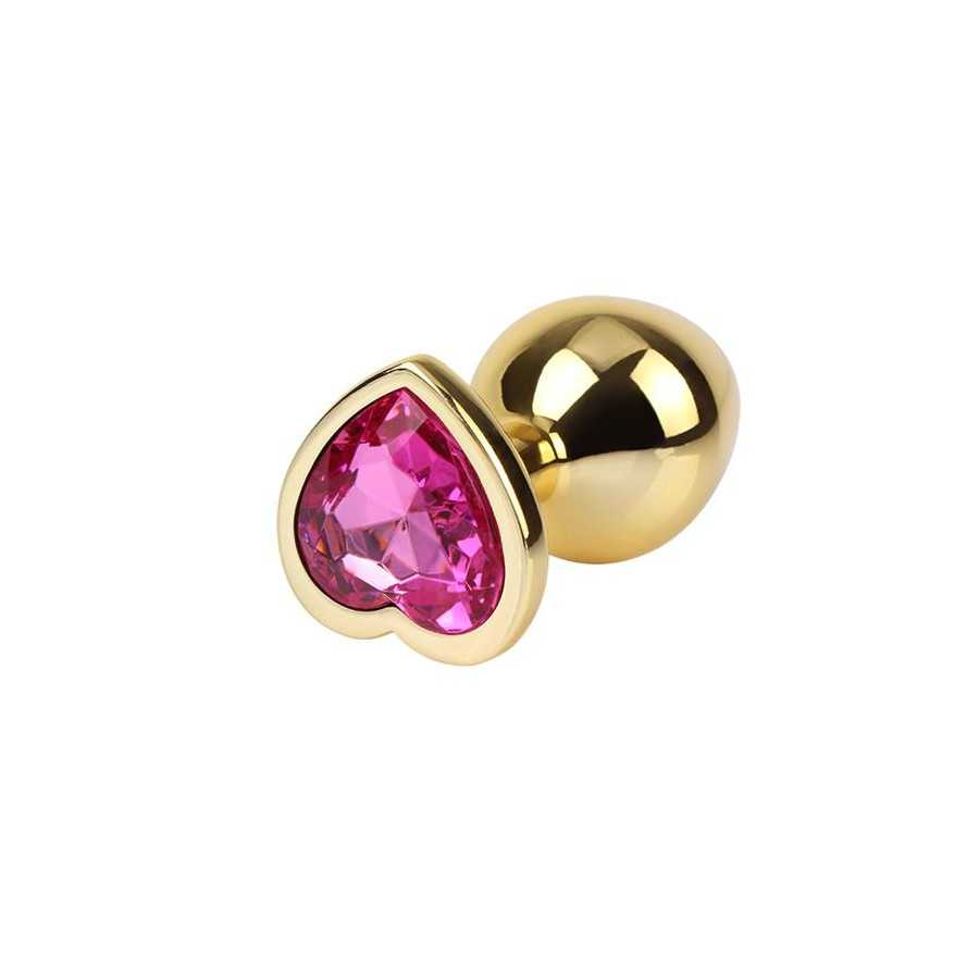 Rosy Heart Plug Anal dorado con Joya Talla M