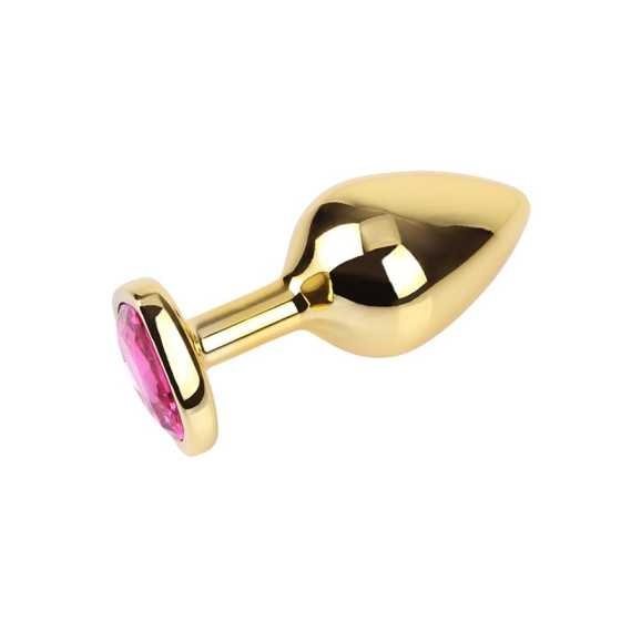 Rosy Heart Plug Anal dorado con Joya Talla M