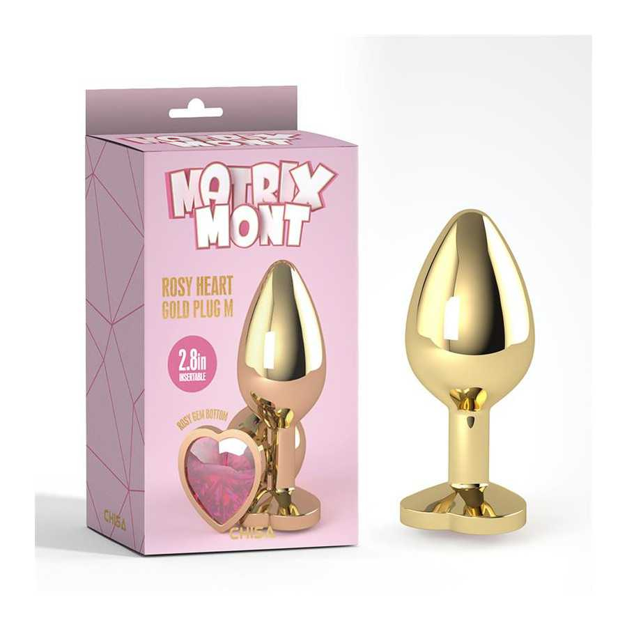 Rosy Heart Plug Anal dorado con Joya Talla M