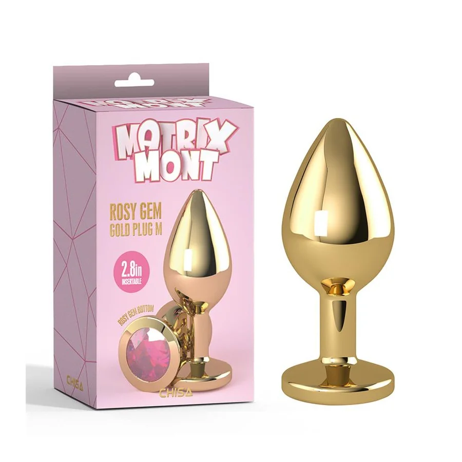 Rosy Gem Plug Anal Dorado con Joya Talla M