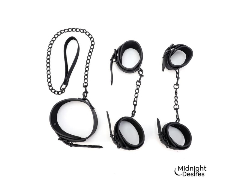 Set de Restricciones con Esposas y Collar con Correa