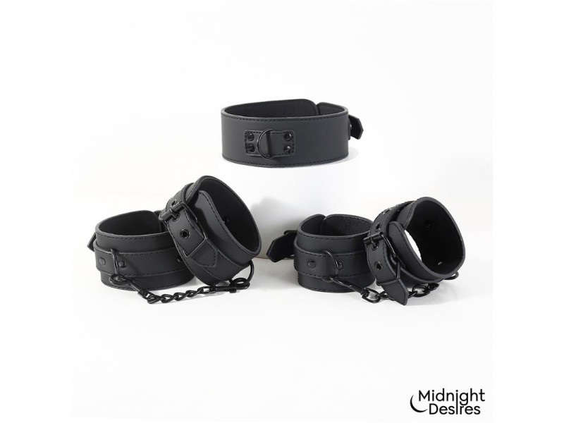 Set de Restricciones con Esposas y Collar con Correa