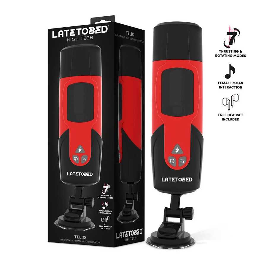 Telio Masturbador Advanced con Rotacion Thrusting y Gemidos con Ventosa