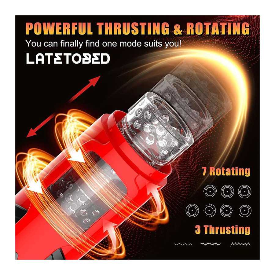 Telio Masturbador Advanced con Rotacion Thrusting y Gemidos con Ventosa