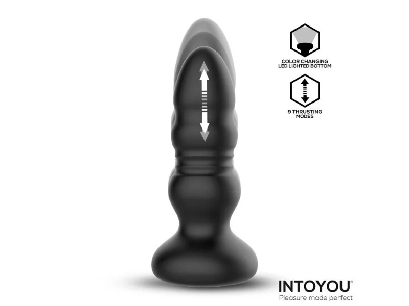 Krax Plug Anal con Vibracion Thrusting y Luz Led con Control Remoto