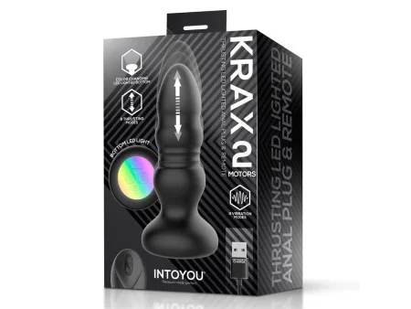 Krax Plug Anal con Vibracion Thrusting y Luz Led con Control Remoto Krax Plug Anal con Vibracion Thrusting y Luz Led con Control Remoto