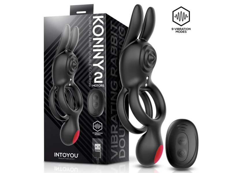Konny Anillo Vibrador Doble con Conejito y Control Remoto
