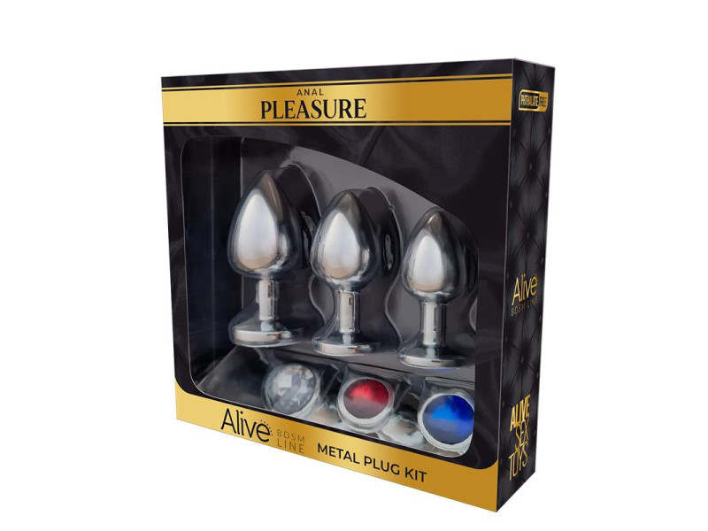 Set de 3 Plug de Metal con Joya