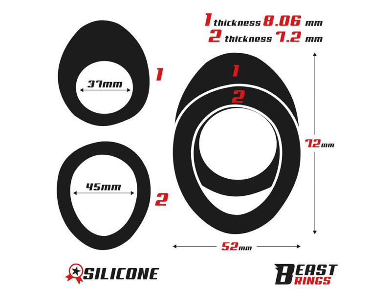 Anillo Doble para el Pene 37 45 mm