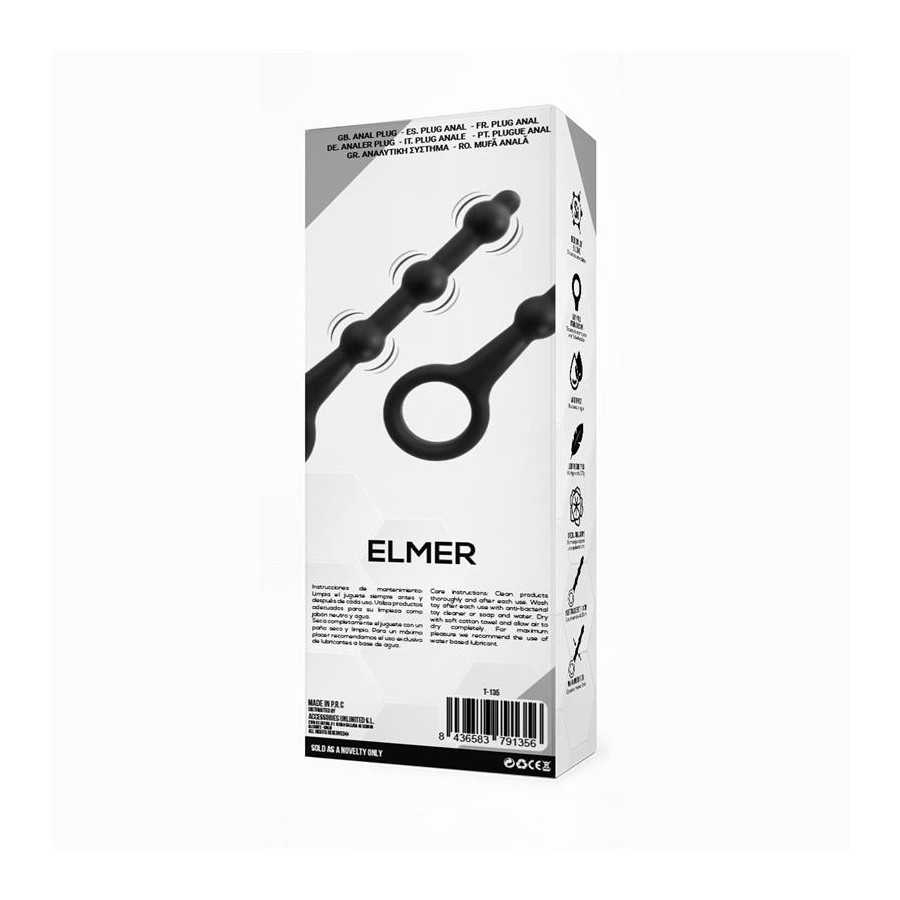 Elmer Plug Anal con Aro de Facil Extraccion Silicona Negro