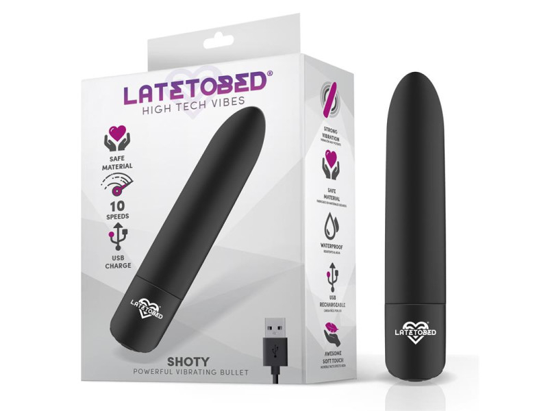 Shoty Bala Vibradora USB 10 Velocidades Potente Motor Negro