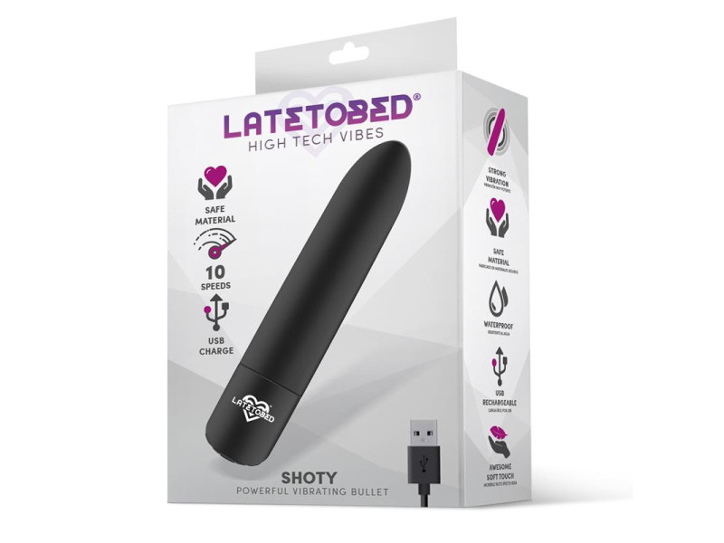 Shoty Bala Vibradora USB 10 Velocidades Potente Motor Negro