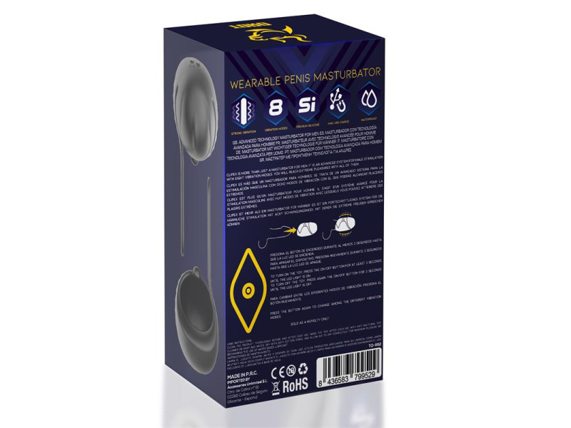 Clipex Masturbador Masculino Ajustable con Sistema de Clip Silicona Premium USB Magnetico