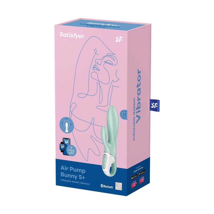 Vibrador con Funcion de Inflado Air Pump Bunny 5 con APP Satisfyer Connect