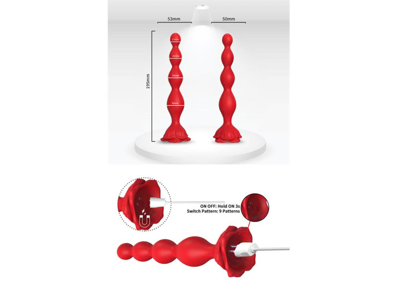 Cadena Anal con Vibracion Base de Rosa