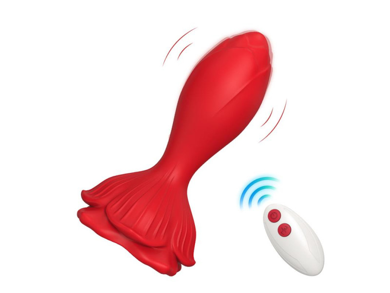 Plug Anal con Vibracion Base de Rosa