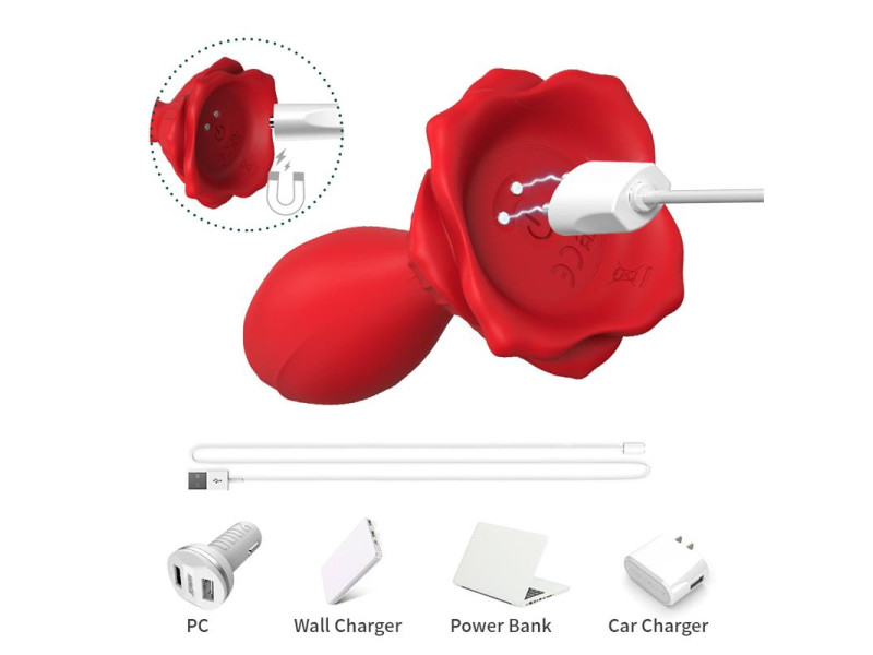 Plug Anal con Vibracion Base de Rosa