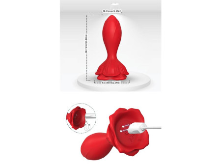 Plug Anal con Vibracion Base de Rosa Plug Anal con Vibracion Base de Rosa