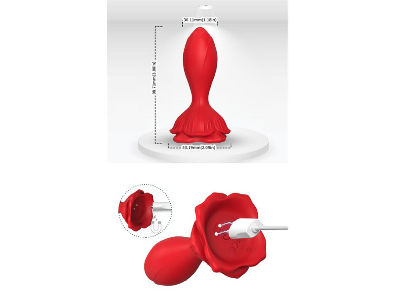 Plug Anal con Vibracion Base de Rosa